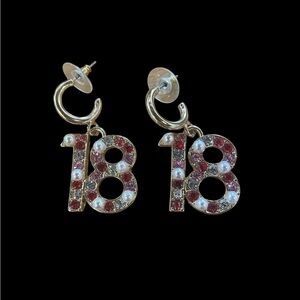 Gold Number “18” Birthday Earrings NWOT